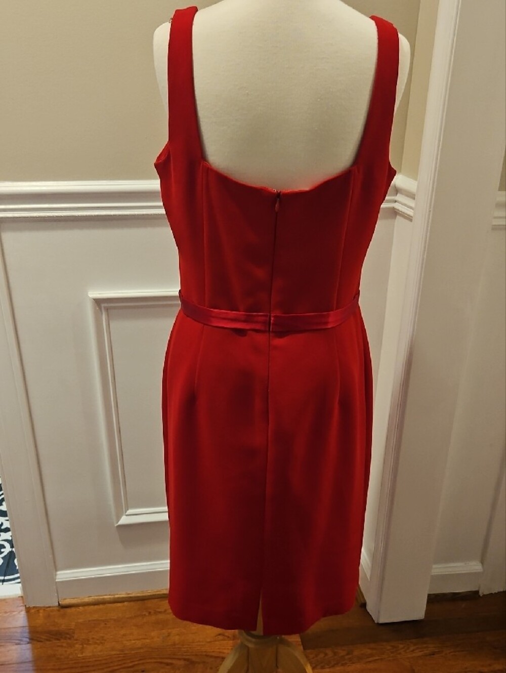 dressbarn Red Sleeveless Sheath Dress with Waist Bows - Picture 3 of 4